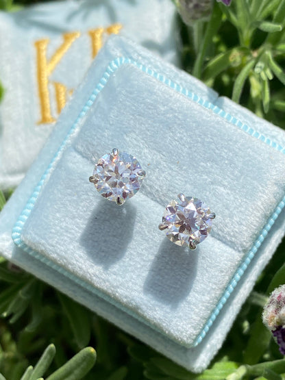 2.00 CTW Old Cut Moissanite Stud Earrings