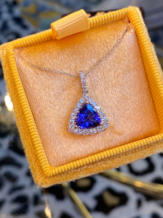 2.66 CTW Tanzanite and Diamond Pendant Necklace in Platinum