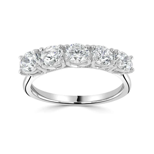 1.25 CTW + Round Brilliant Lab Grown Diamond Five Stone Ring, at Least E Colour / VS Clarity