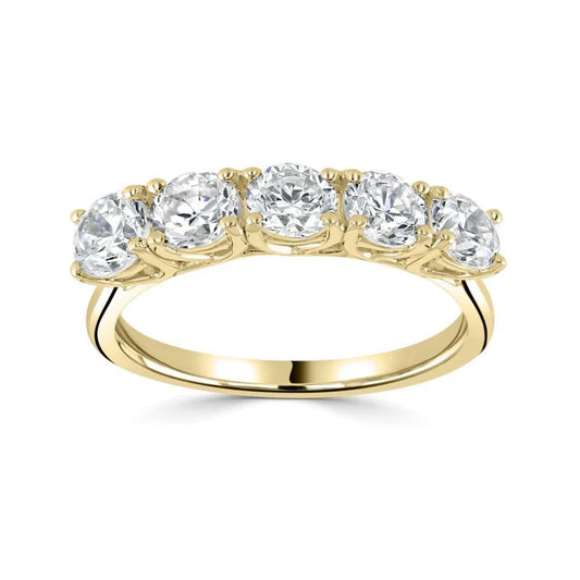 2.50 CTW + Round Brilliant Lab Grown Diamond Five Stone Ring, at Least F Colour / VVS Clarity