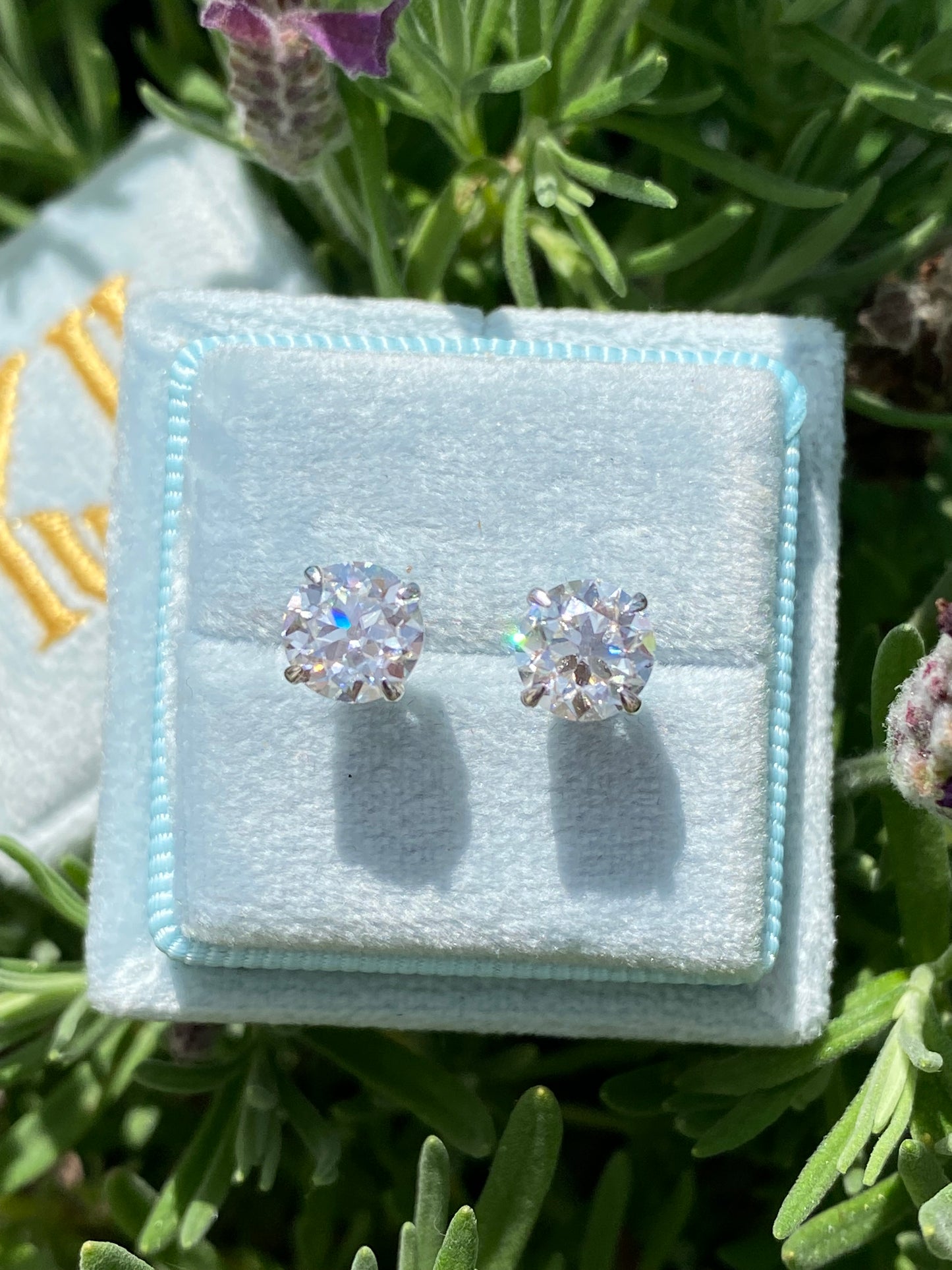 2.00 CTW Old Cut Moissanite Stud Earrings