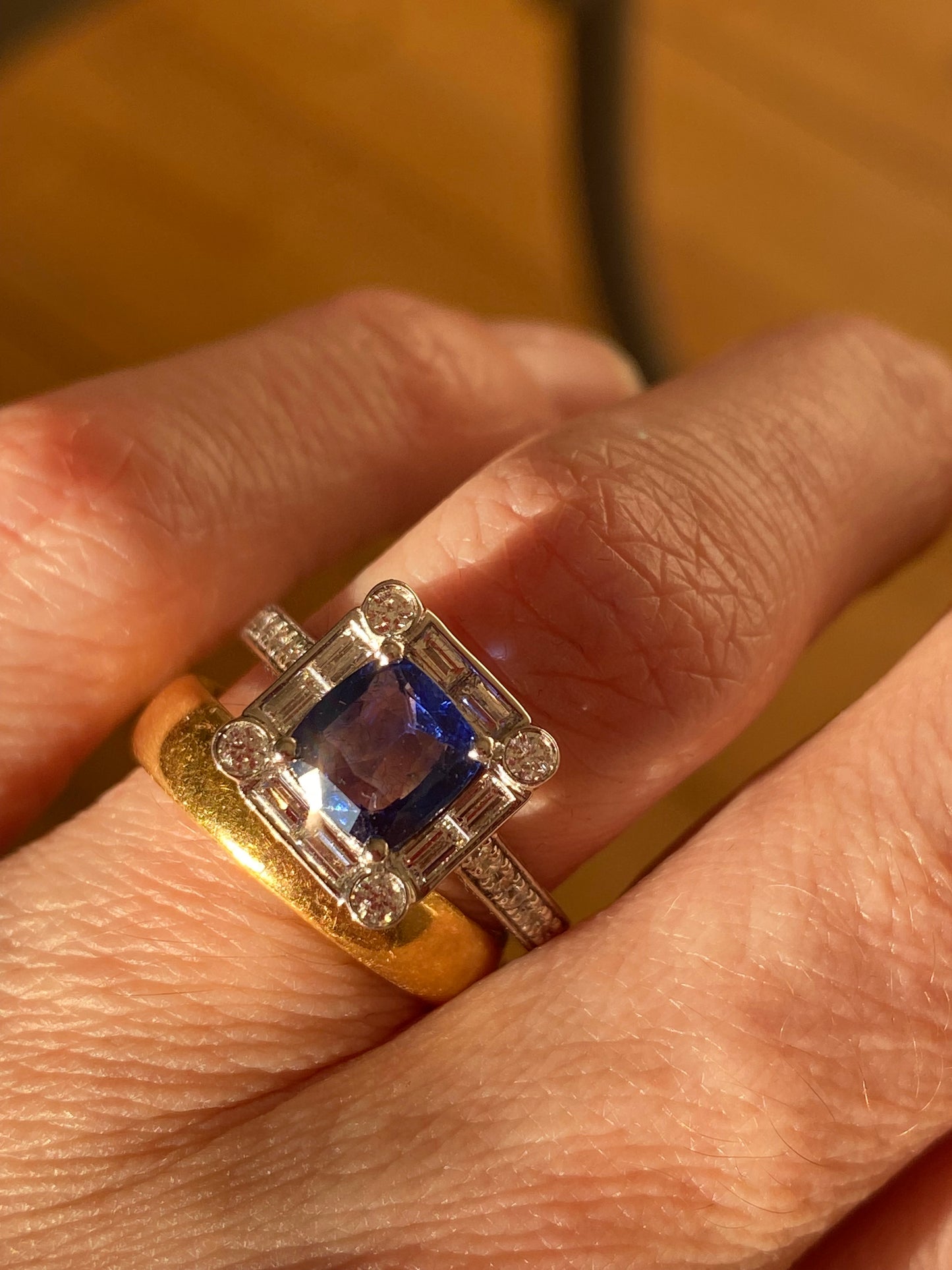 1.51 CTW Blue Ceylon Sapphire and Natural Diamond Art Deco Style Halo Ring in Platinum