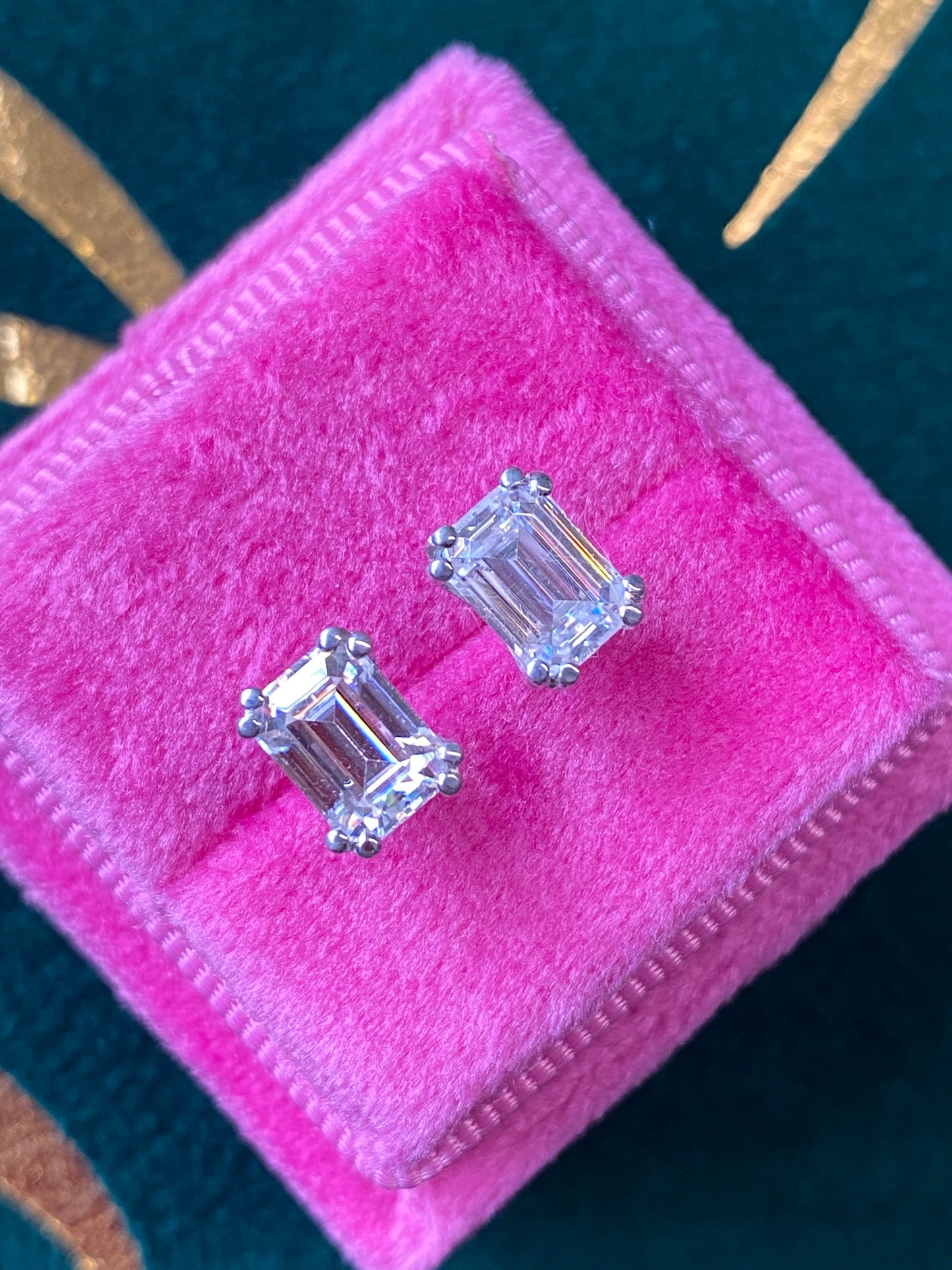 1.97 CTW Emerald Cut Moissanite Stud Earrings