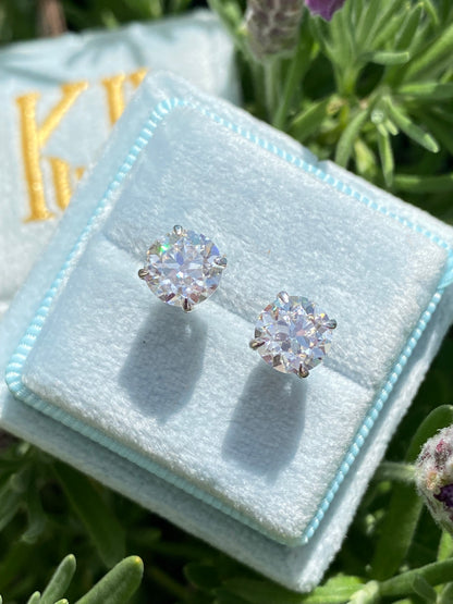 2.00 CTW Old Cut Moissanite Stud Earrings