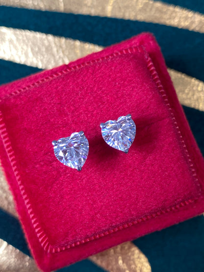 1.50 CTW Heart Cut Moissanite Stud Earrings