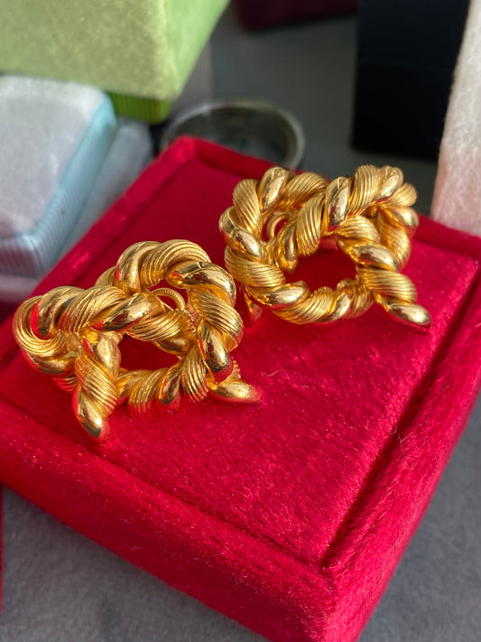 Vintage Hermès Rope Twist Ear Clips in 18ct Yellow Gold