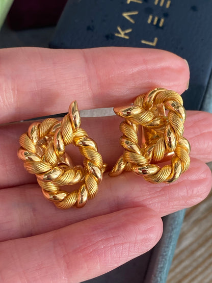 Vintage Hermès Rope Twist Ear Clips in 18ct Yellow Gold