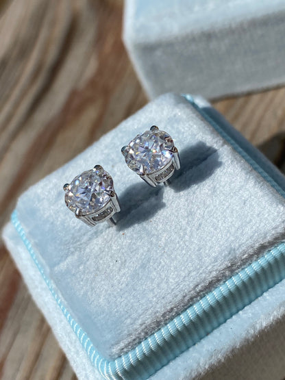 2.00 CTW Old Cut Moissanite Stud Earrings