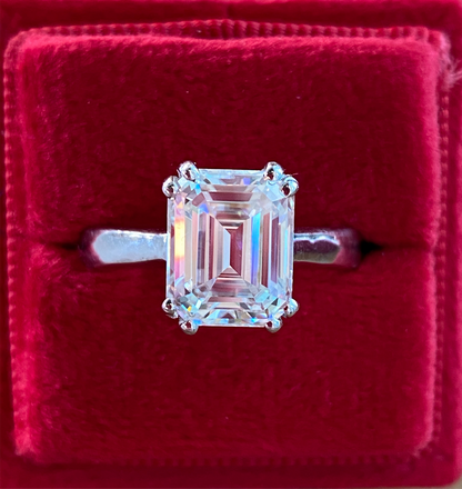 3.50 Carat Emerald Cut Moissanite Solitaire Engagement Ring