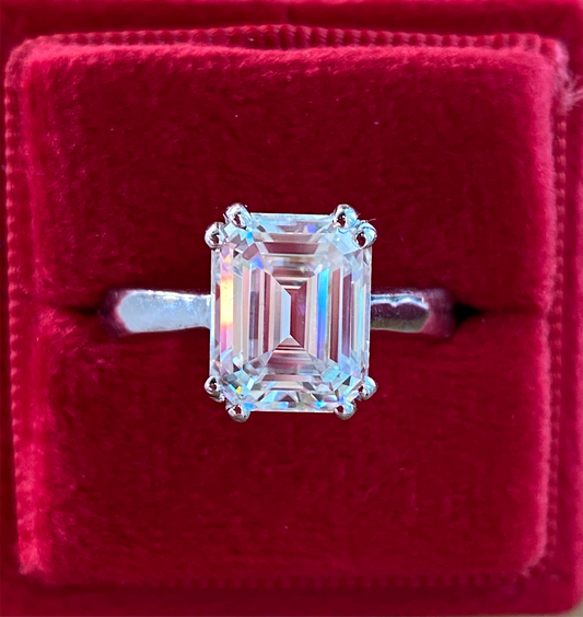 3.50 Carat Emerald Cut Moissanite Solitaire Engagement Ring