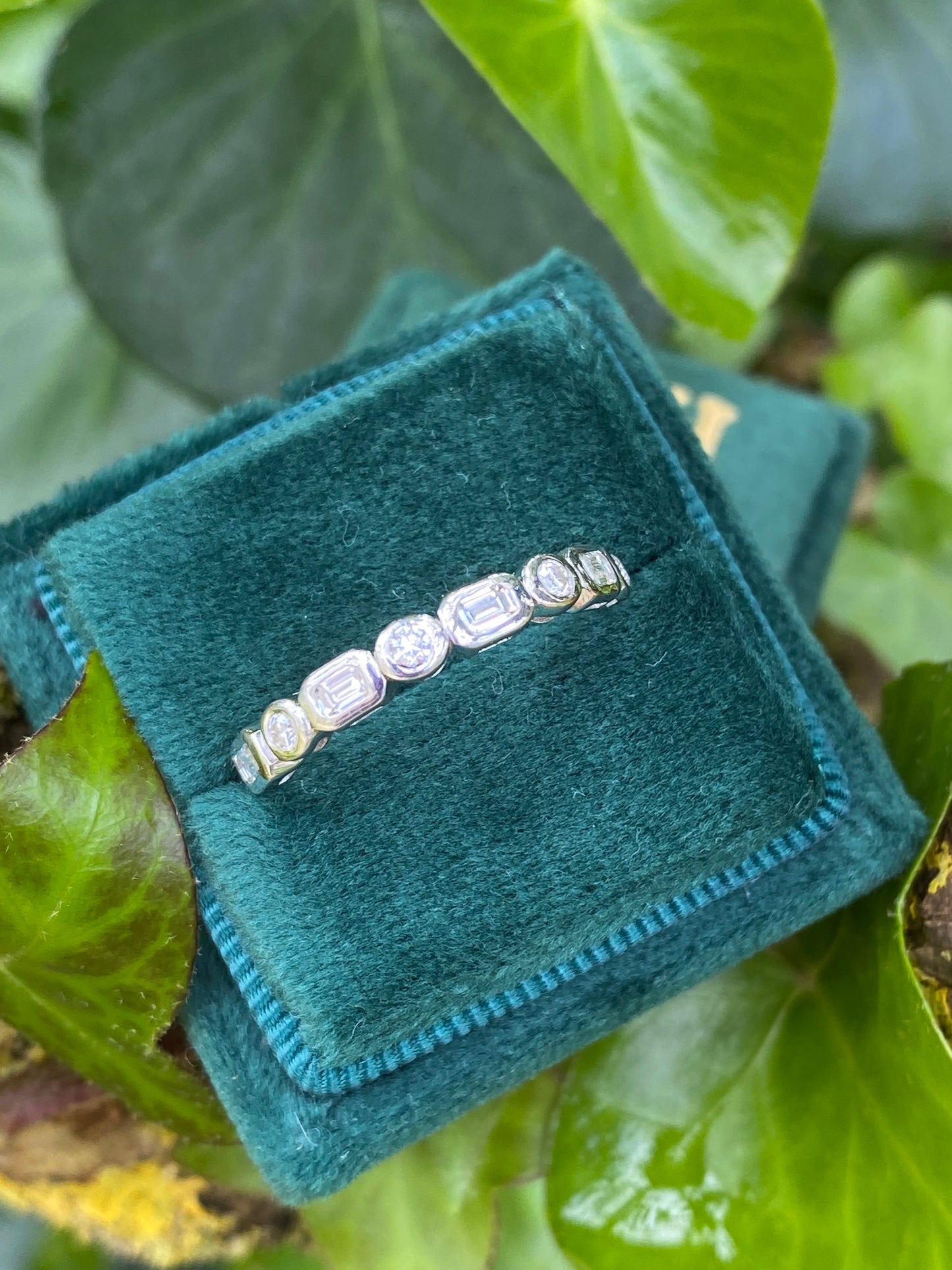 0.50 CTW Emerald Cut Moissanite Half Eternity Ring