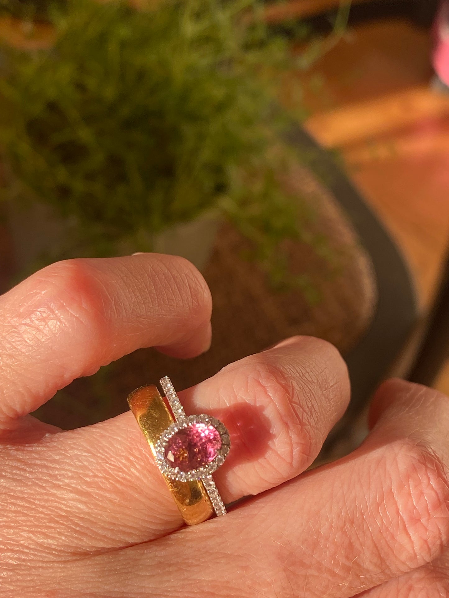 1.24 CTW Round Cut Pink Sapphire and Natural Diamond Halo Engagement Ring in Platinum