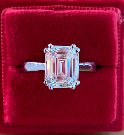 3.50 Carat Emerald Cut Moissanite Solitaire Engagement Ring