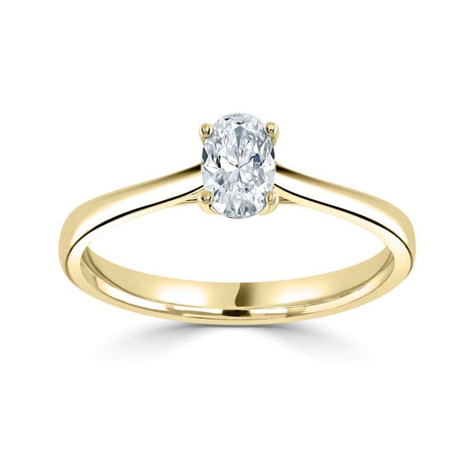 1.00 CT + Oval Cut Lab Grown Diamond Solitaire Engagement Ring, at Least F Colour / VVS Clarity