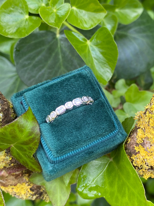 0.50 CTW Emerald Cut Moissanite Half Eternity Ring