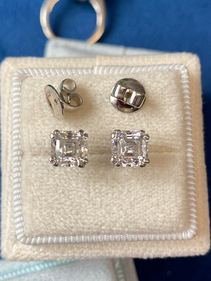 2.25 CTW Asscher Cut Moissanite Stud Earrings