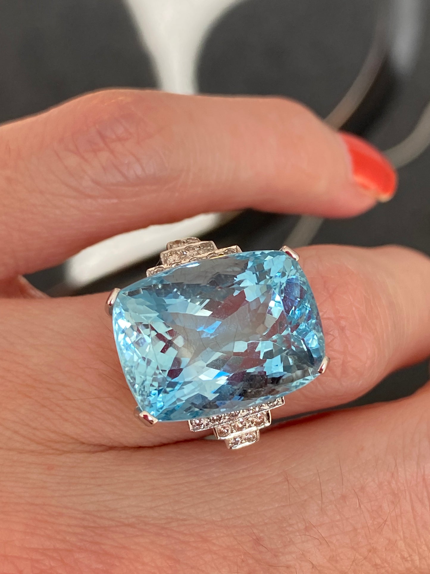 17.75 Carat Aquamarine and Diamond Ring in 18ct White Gold