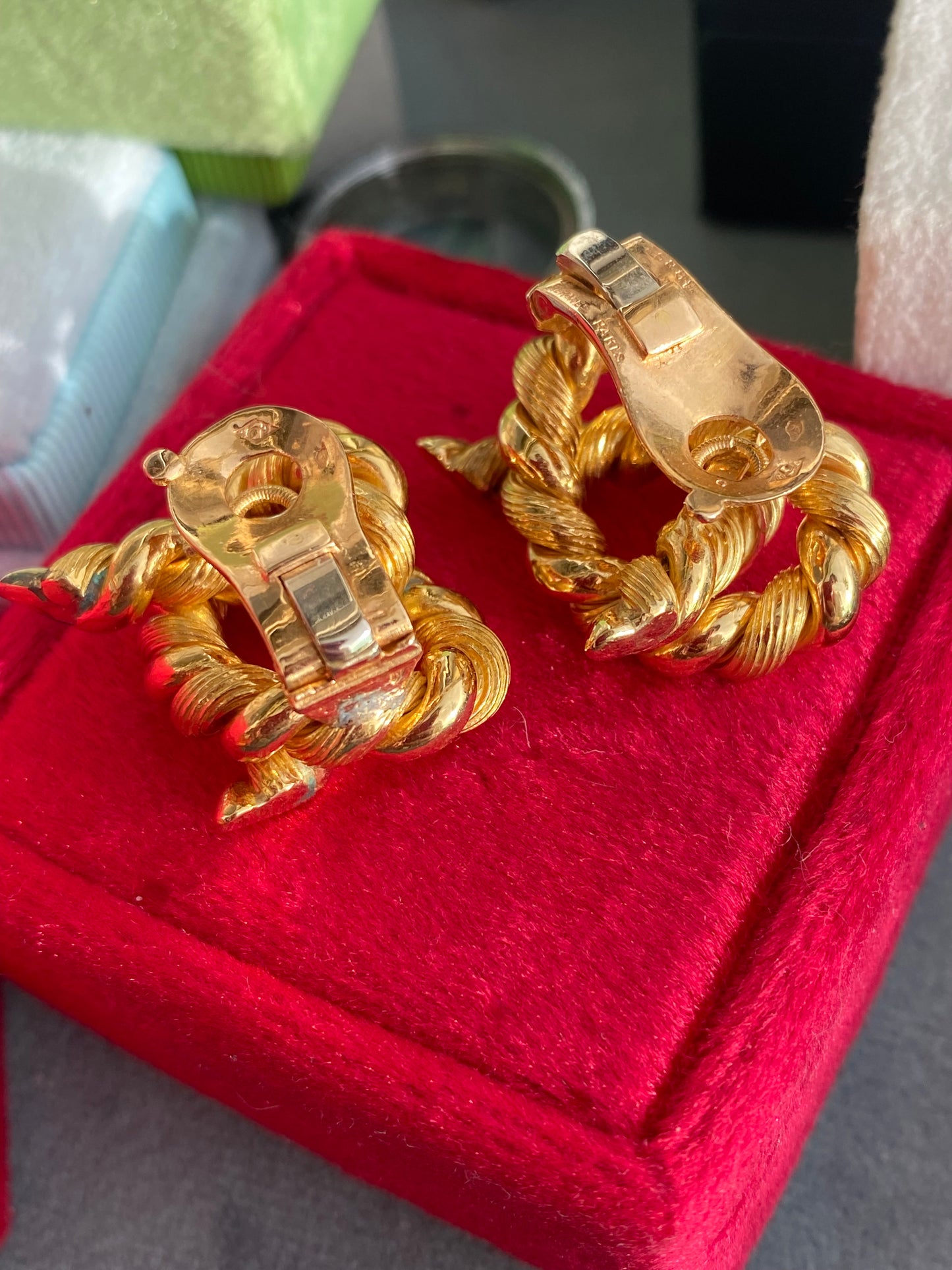 Vintage Hermès Rope Twist Ear Clips in 18ct Yellow Gold