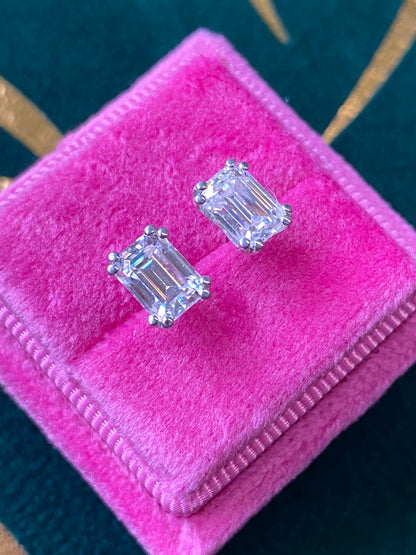 1.97 CTW Emerald Cut Moissanite Stud Earrings