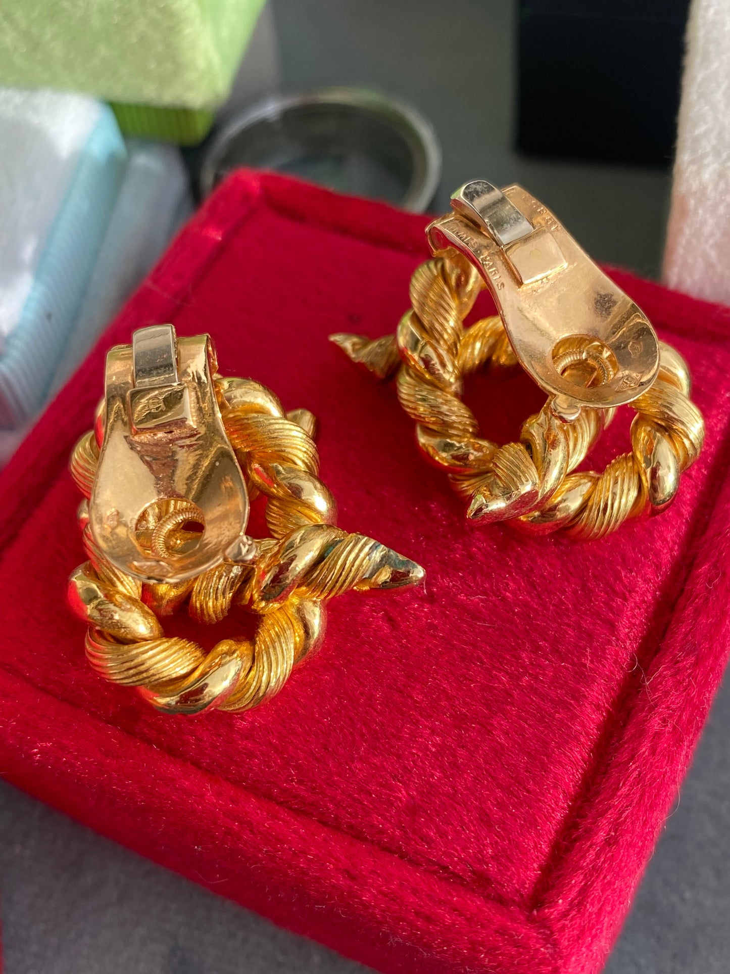 Vintage Hermès Rope Twist Ear Clips in 18ct Yellow Gold