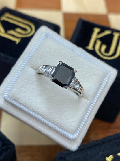 Heritage 2.10 CTW + Emerald Cut Fancy Black Emerald Cut Lab Grown Diamond Engagement Ring, at Least F Colour / VVS Clarity