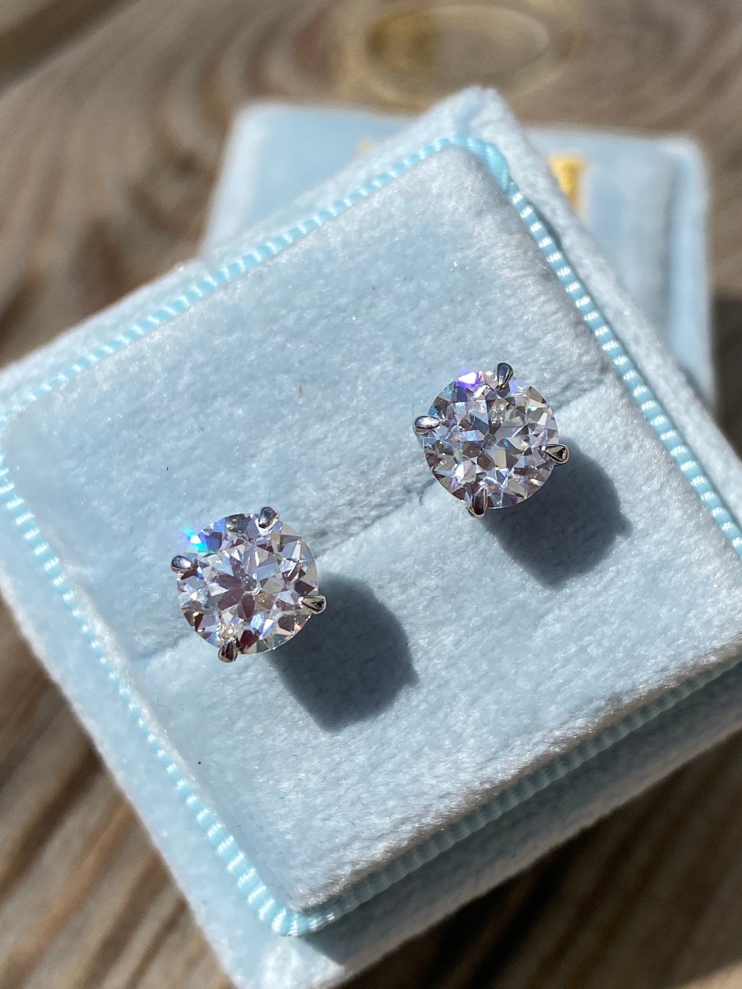 2.00 CTW Old Cut Moissanite Stud Earrings