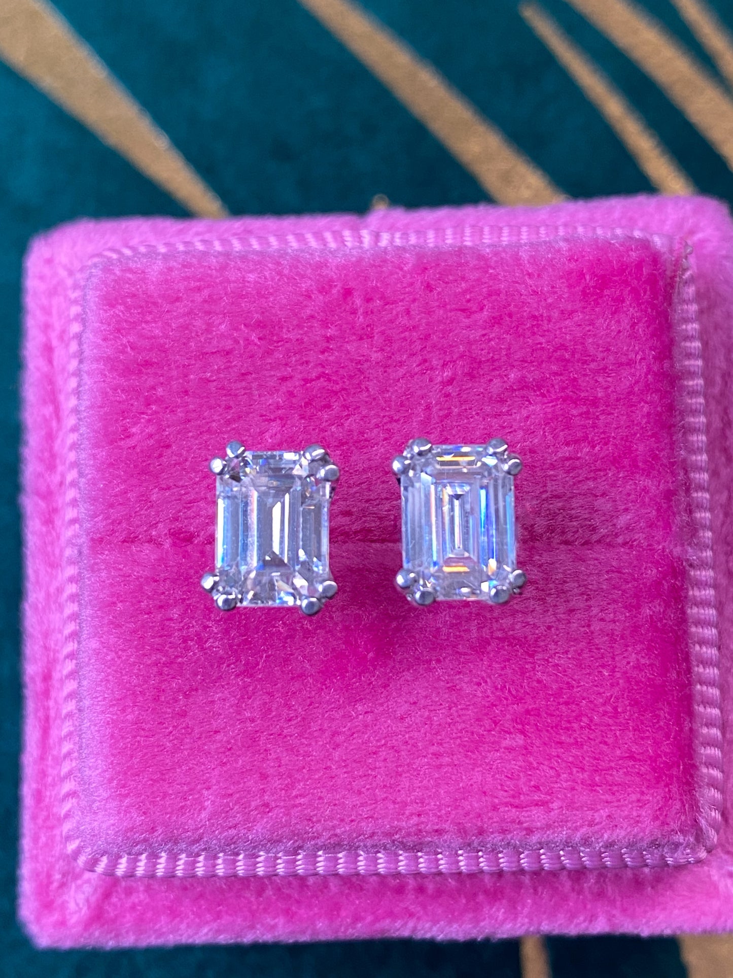 1.97 CTW Emerald Cut Moissanite Stud Earrings