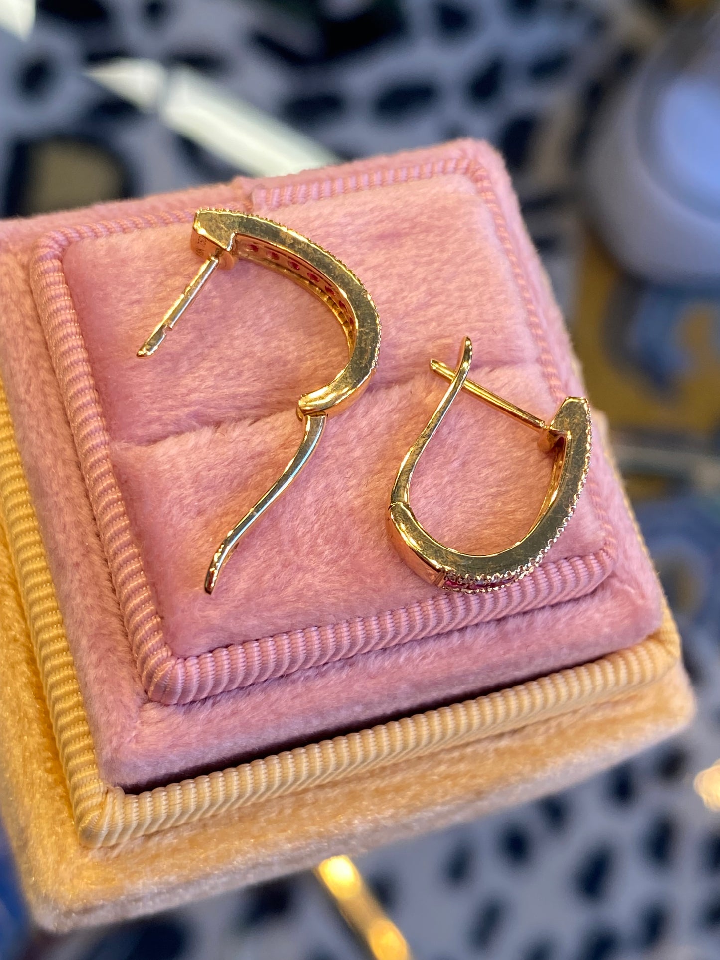 0.73 CTW Ruby and Diamond Hoop Earrings in 18ct Yellow Gold