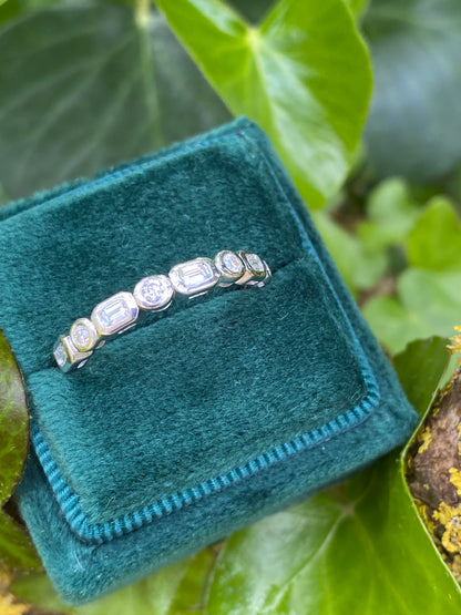 0.50 CTW Emerald Cut Moissanite Half Eternity Ring