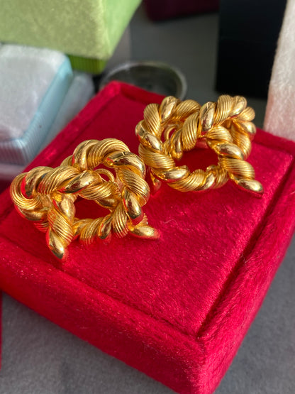 Vintage Hermès Rope Twist Ear Clips in 18ct Yellow Gold