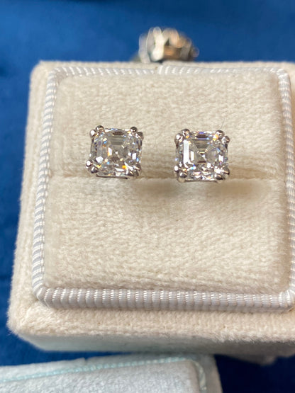 2.25 CTW Asscher Cut Moissanite Stud Earrings