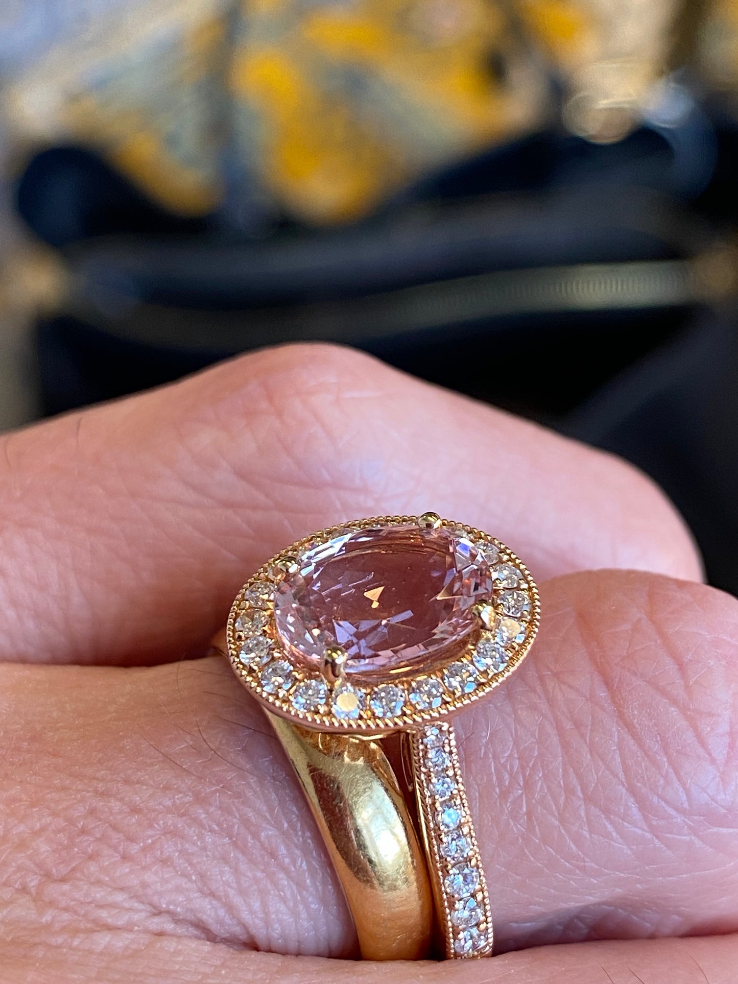 2.80 CTW  Morganite and Natural Diamond Ring in 18ct Rose Gold