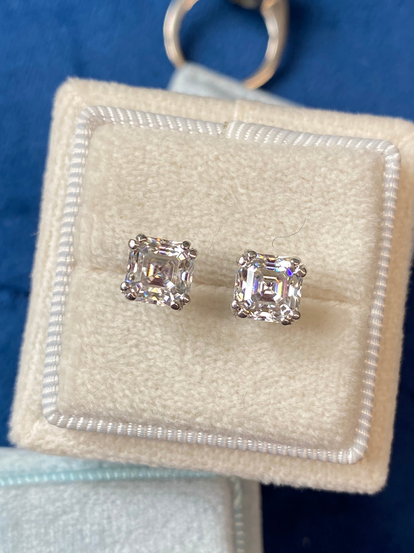 2.25 CTW Asscher Cut Moissanite Stud Earrings