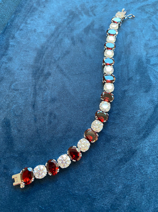 49.01 CTW Moissanite and Garnet Bracelet