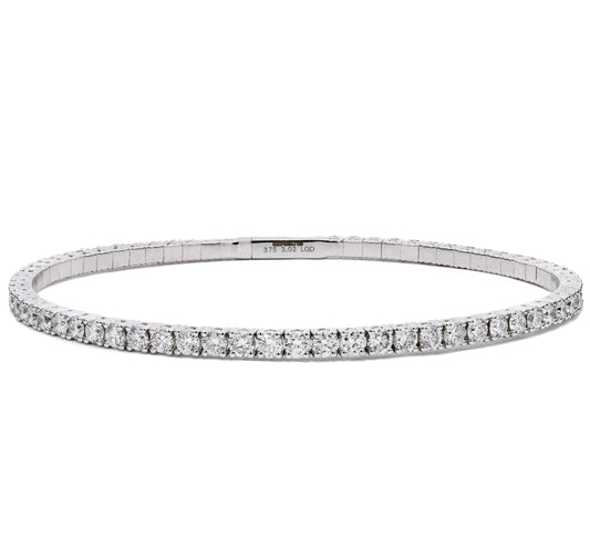 3.00ctw Flexible Lab Grown Tennis Bracelet in 9ct White Gold