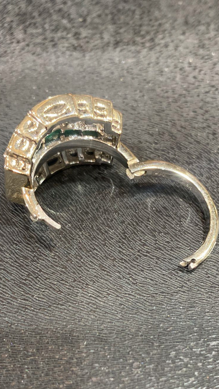 Colombian Emerald and Diamond Cocktail Ring in 18ct White Gold