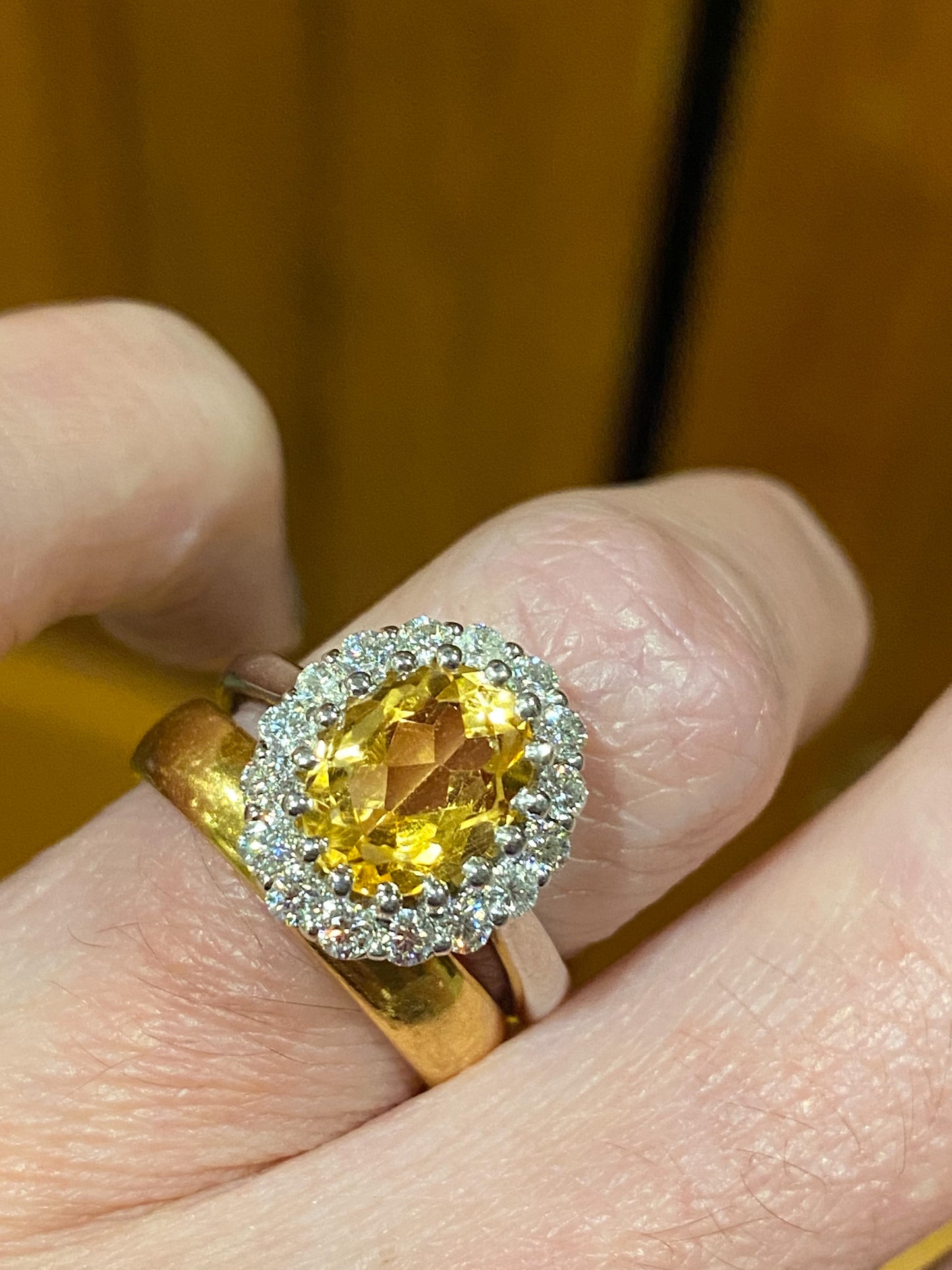 2.52 CTW Oval Cut Citrine and Moissanite Halo Cocktail Ring in Sterling Silver / 9ct Gold / 18ct Gold