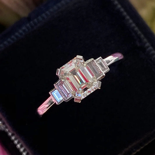 Heritage 1.15 CTW + Emerald Cut Lab Grown Diamond Engagement Ring, at Least F Colour / VVS Clarity