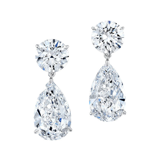 6.00 CTW + Lab Grown Diamond Round and Pear Cut Earrings, at Least F Colour / VVS Clarity