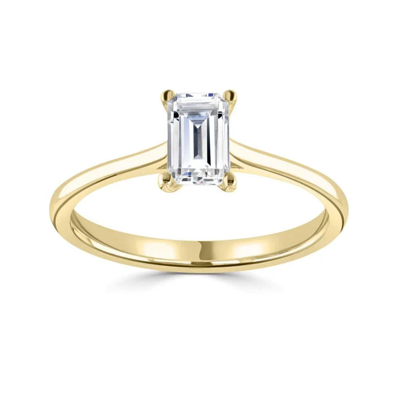 1.00 CT + Emerald Cut Lab Grown Diamond Solitaire Engagement Ring, at Least F Colour / VVS Clarity