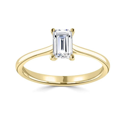 1.00 CT + Emerald Cut Lab Grown Diamond Solitaire Engagement Ring, at Least F Colour / VVS Clarity