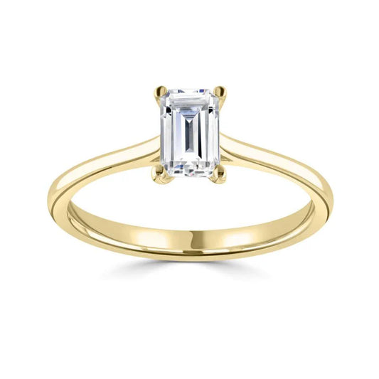 1.00 CT + Emerald Cut Lab Grown Diamond Solitaire Engagement Ring, at Least F Colour / VVS Clarity