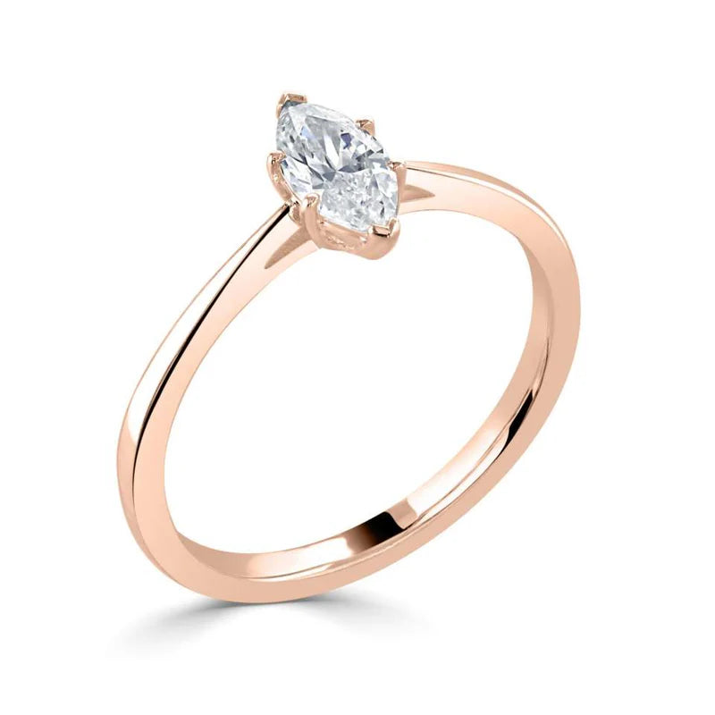 1.00 CT + Marquise Cut Lab Grown Diamond Solitaire Engagement Ring, at Least F Colour / VVS Clarity