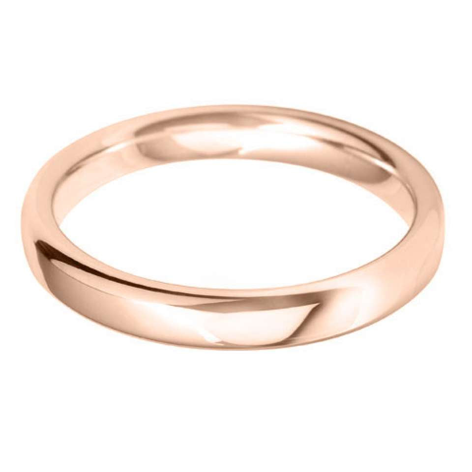 3mm Court Shape Wedding Band in 9ct Gold