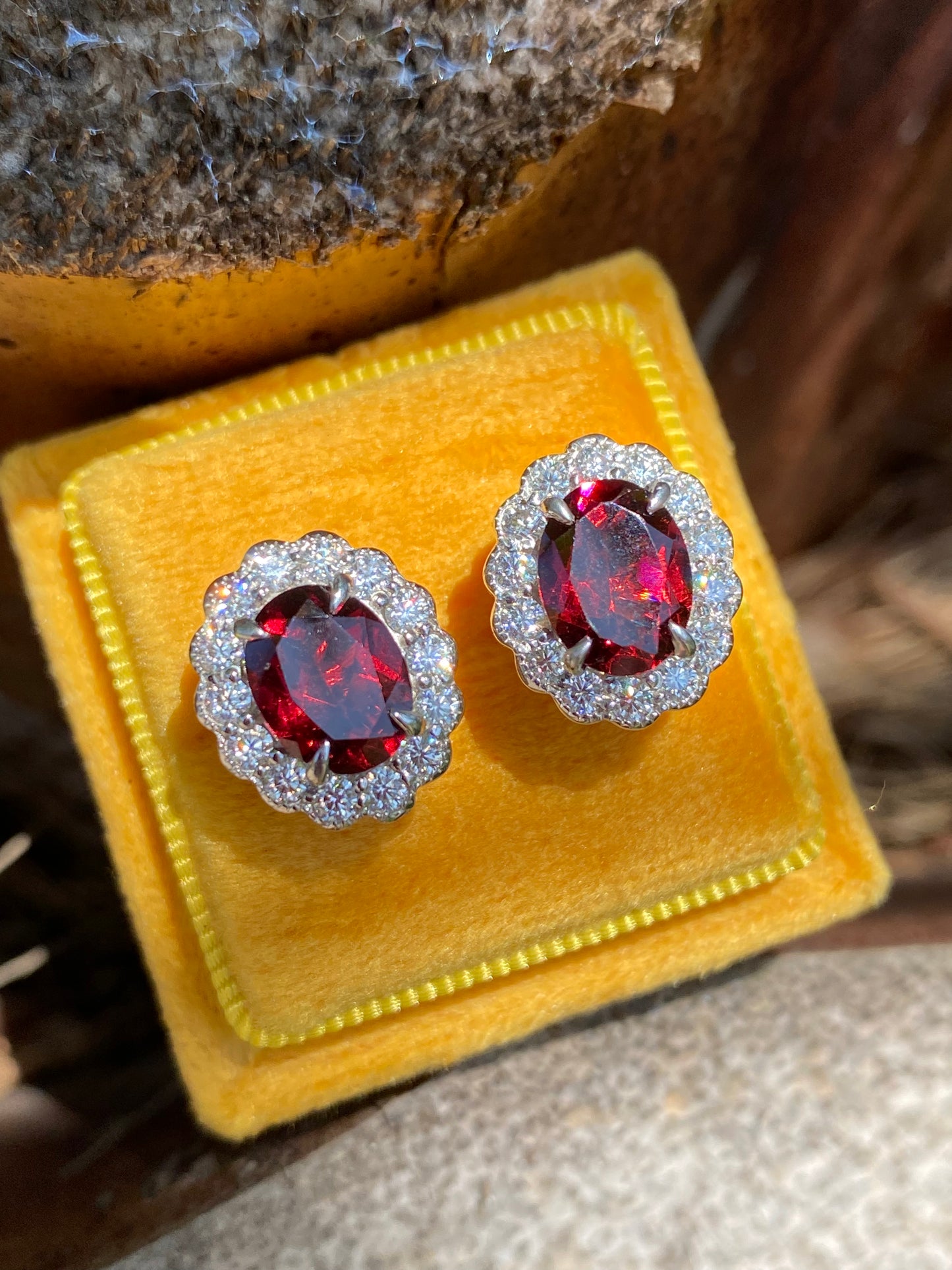 4.71 CTW Oval Cut Garnet and Moissanite Earrings in Sterling Silver