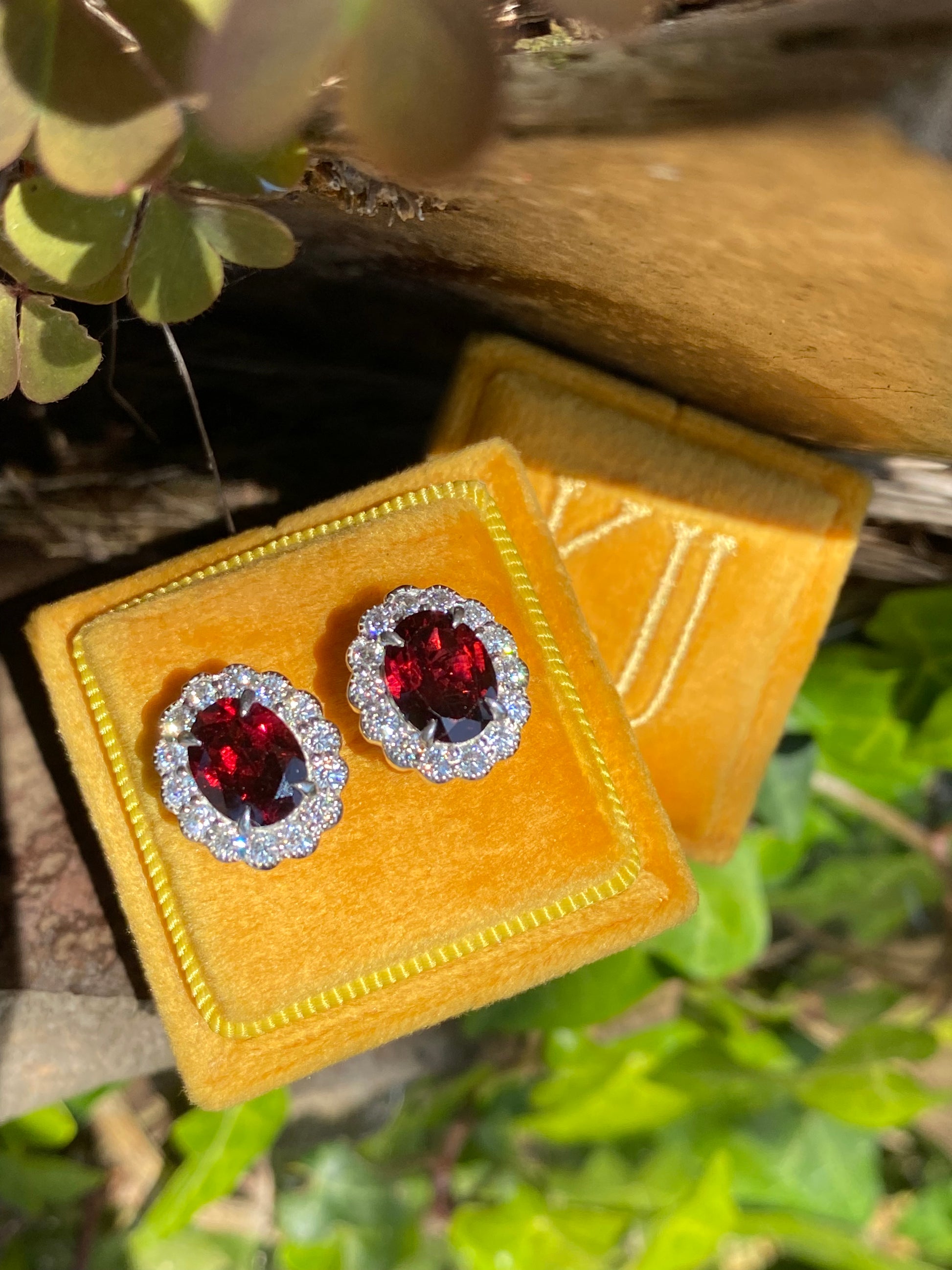 4.71 CTW Oval Cut Garnet and Moissanite Earrings in Sterling Silver