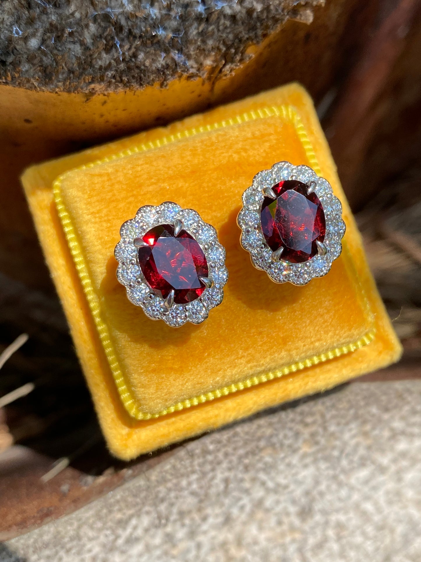 4.71 CTW Oval Cut Garnet and Moissanite Earrings in Sterling Silver