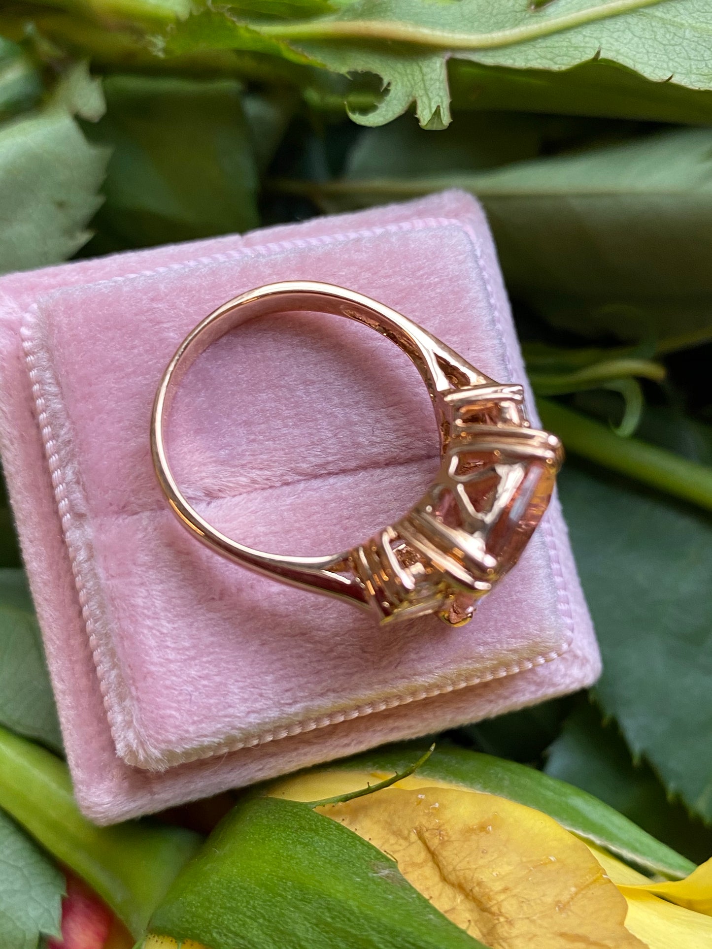 6 Carat Morganite and Diamond Cocktail Ring in 18K Rose Gold