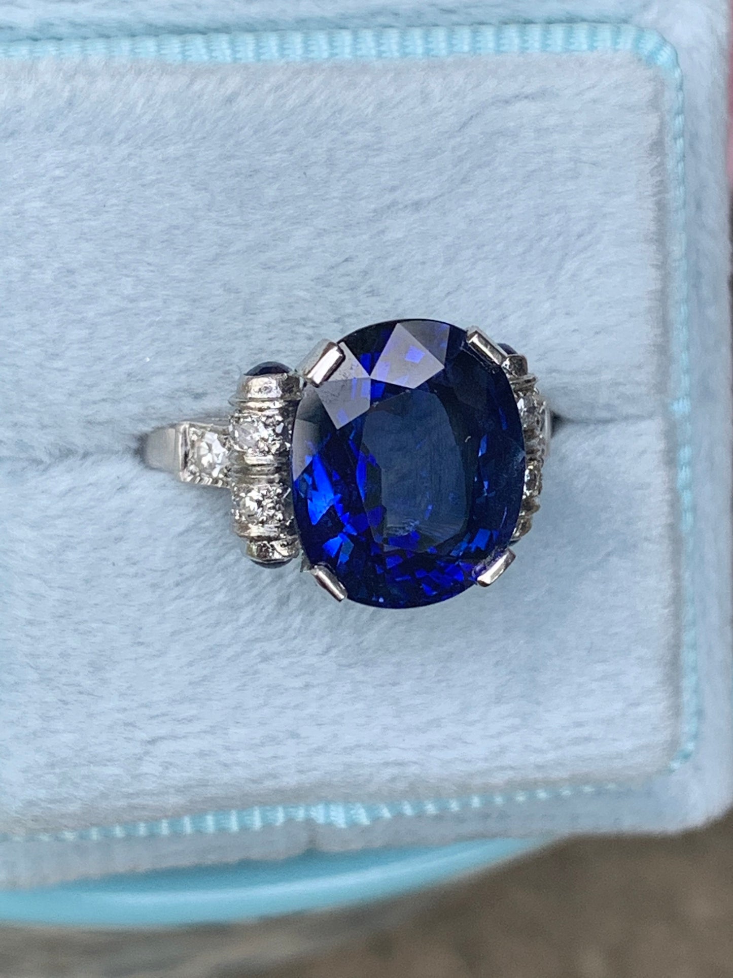 Vintage French Sapphire and Diamond Ring