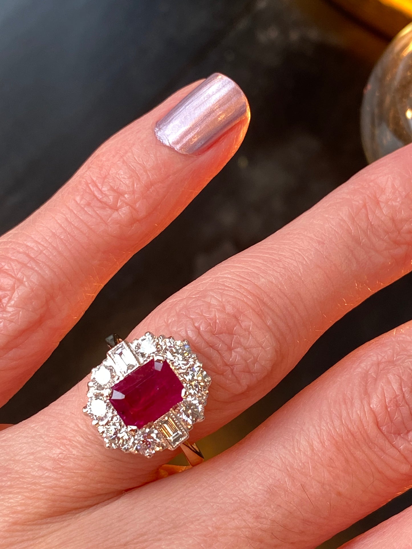 2 Carat Ruby and Diamond Antique Style Engagement Ring 